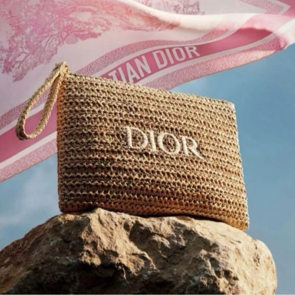 Christian Dior Tan Woven Clutch wristlet New in box *Beach ready*!!!